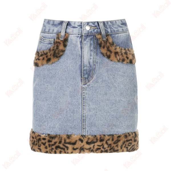 sexy mini leopard jeans skirt